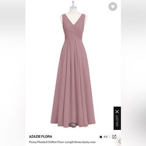 Azazie Flora - Flowy Pleated Chiffon Floor-Length Dress dusty rose